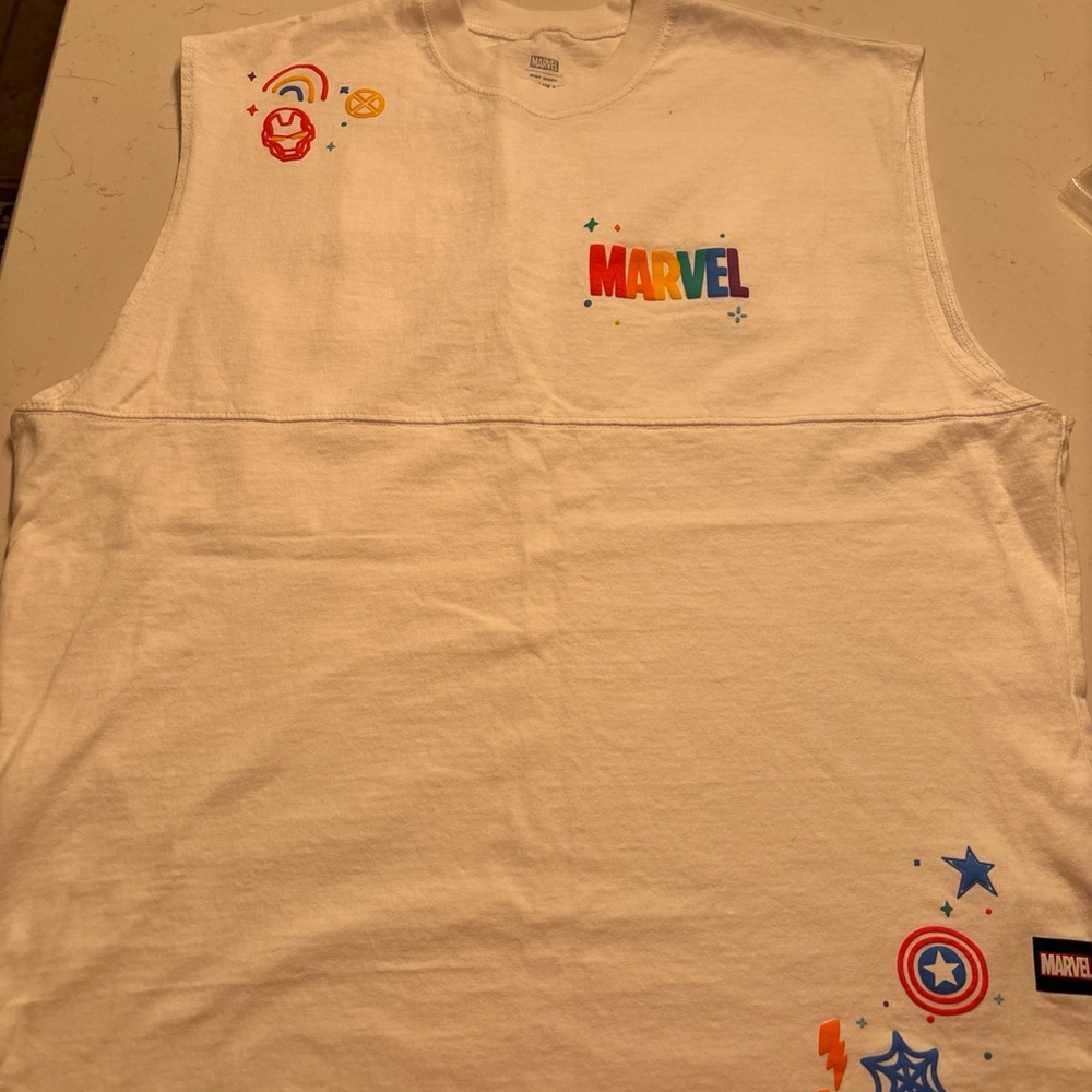 Marvel White Tank Top with Colorful Logo